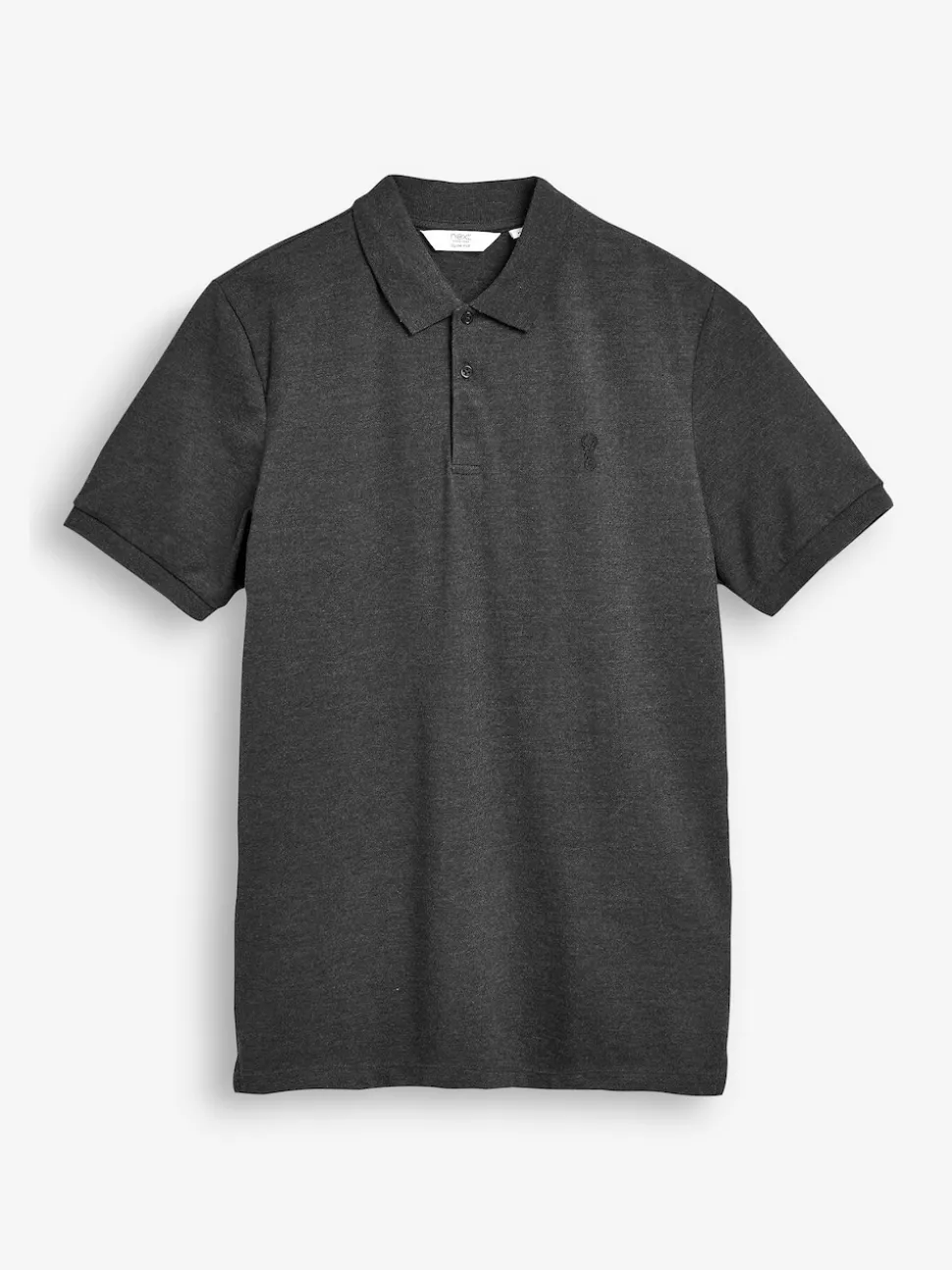 Grey Charcoal Slim Fit Short Sleeve Pique Polo Shirt