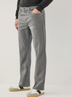 Grey Charcoal Straight Fit Comfort Stretch Jeans