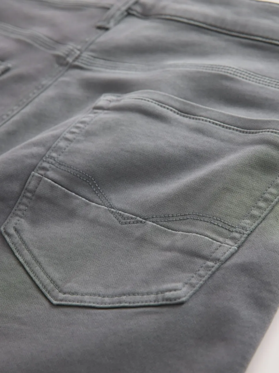 Grey Charcoal Straight Fit Comfort Stretch Jeans