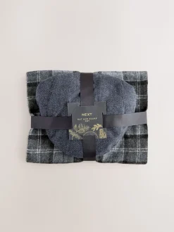 Grey Check Flat Cap And Scarf Set