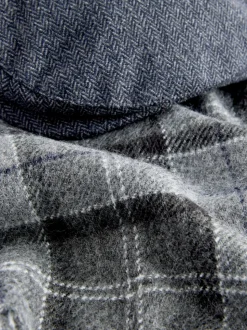 Grey Check Flat Cap And Scarf Set