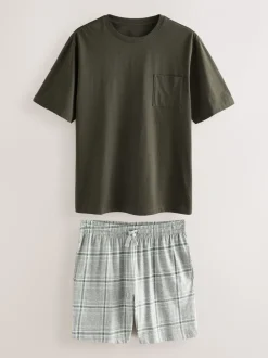 Grey Check Jersey Short Pyjamas Set