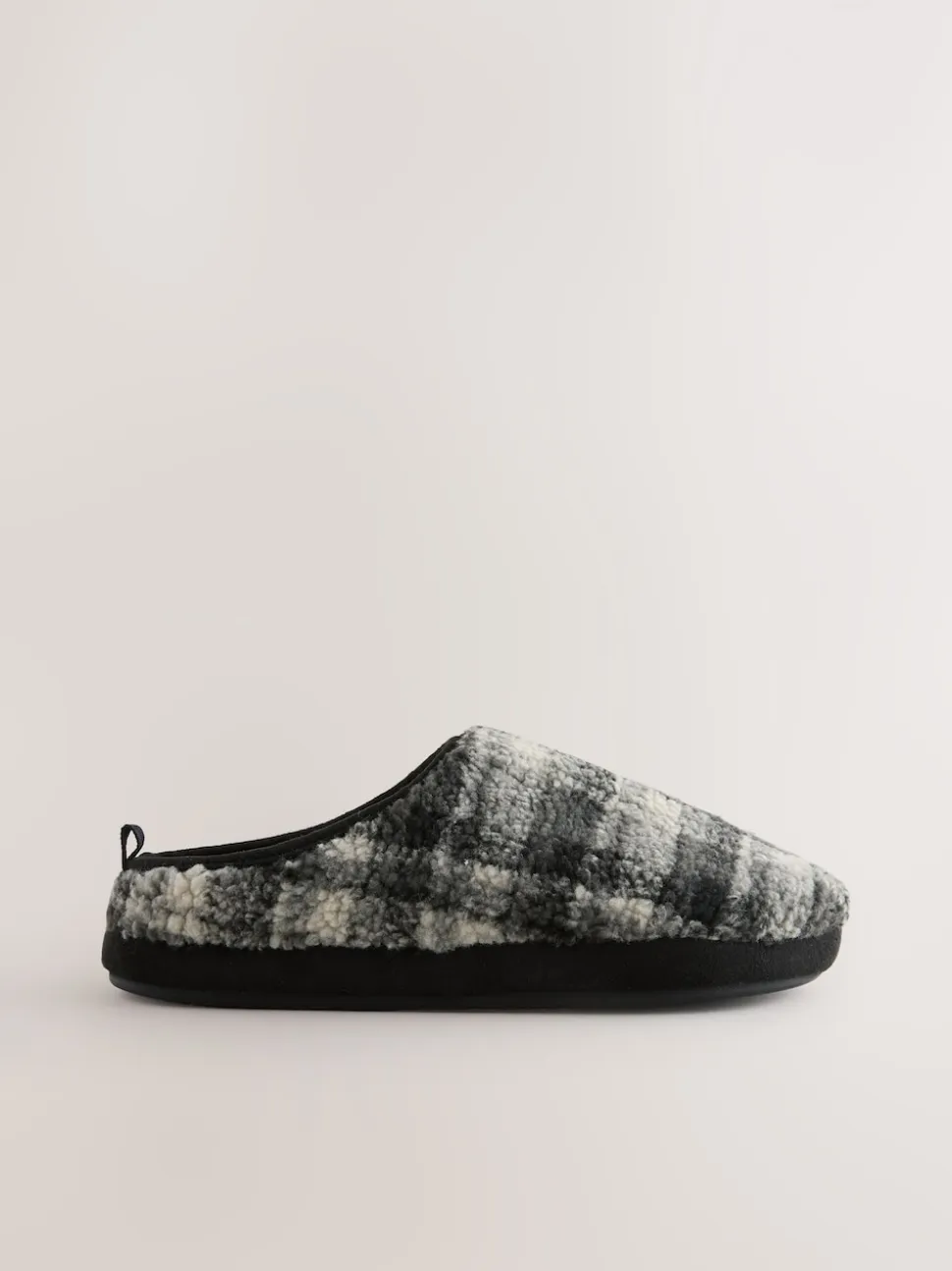 Grey Check Mule Slippers