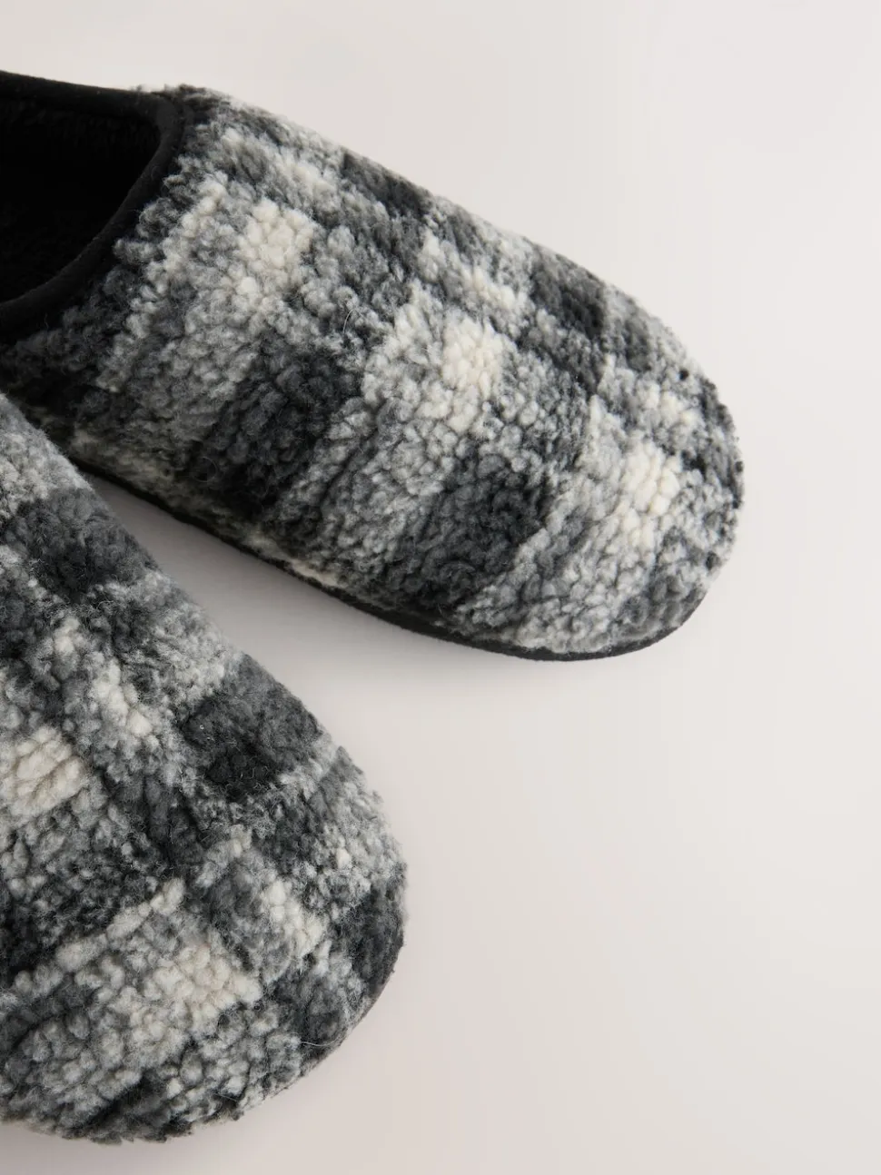 Grey Check Mule Slippers