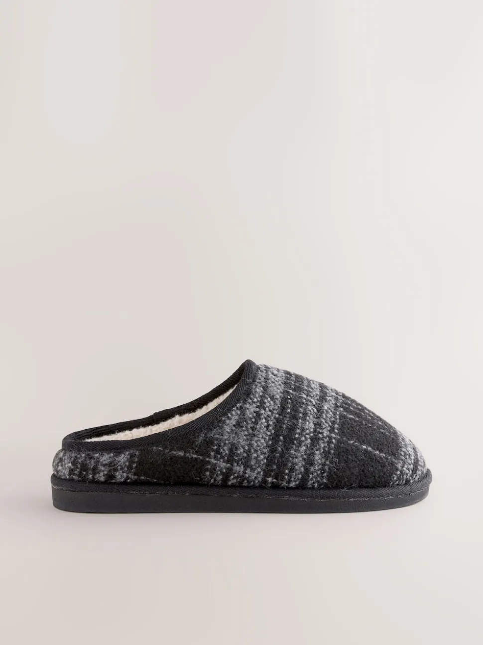 Grey Check Mule Slippers