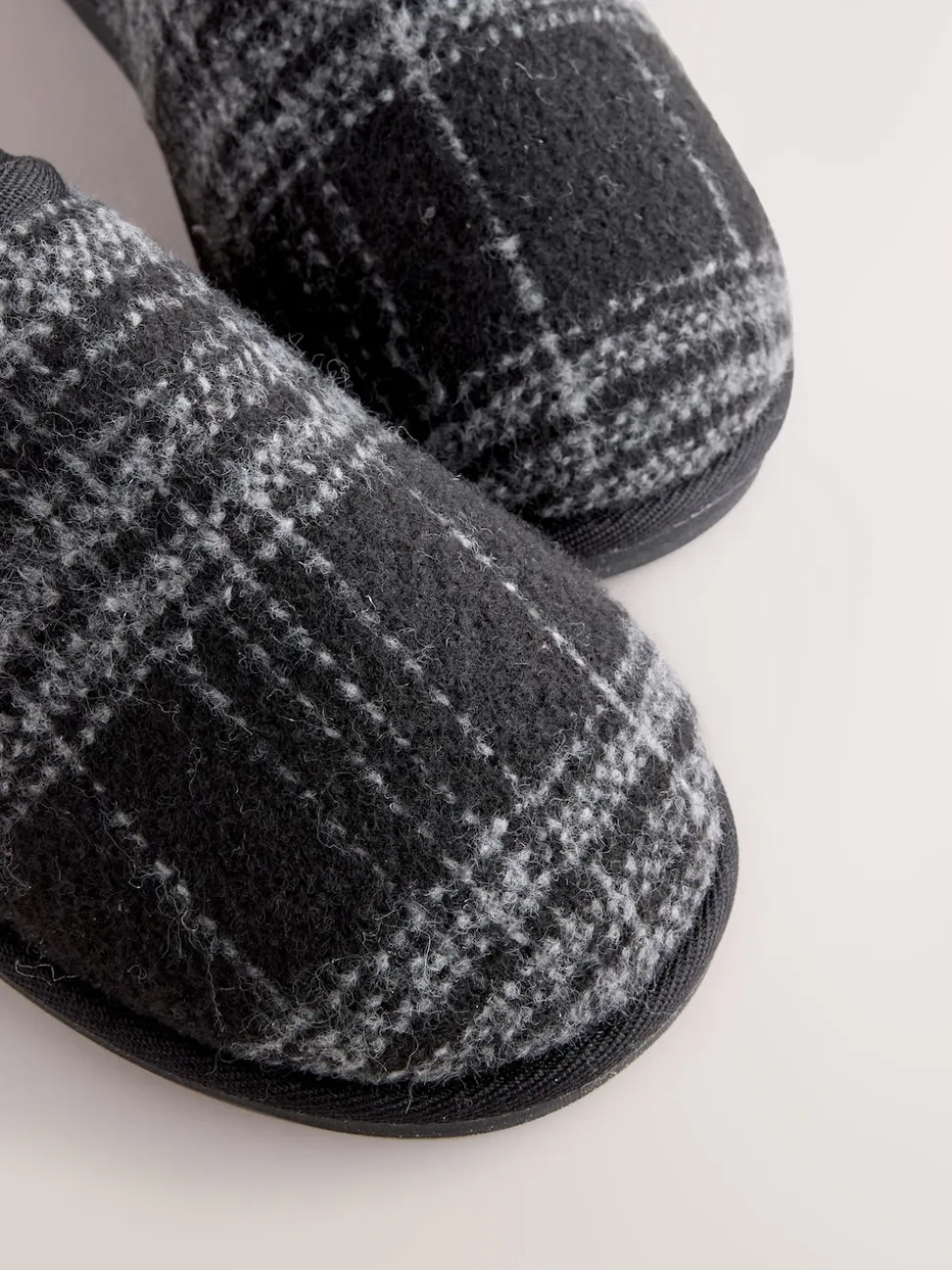 Grey Check Mule Slippers
