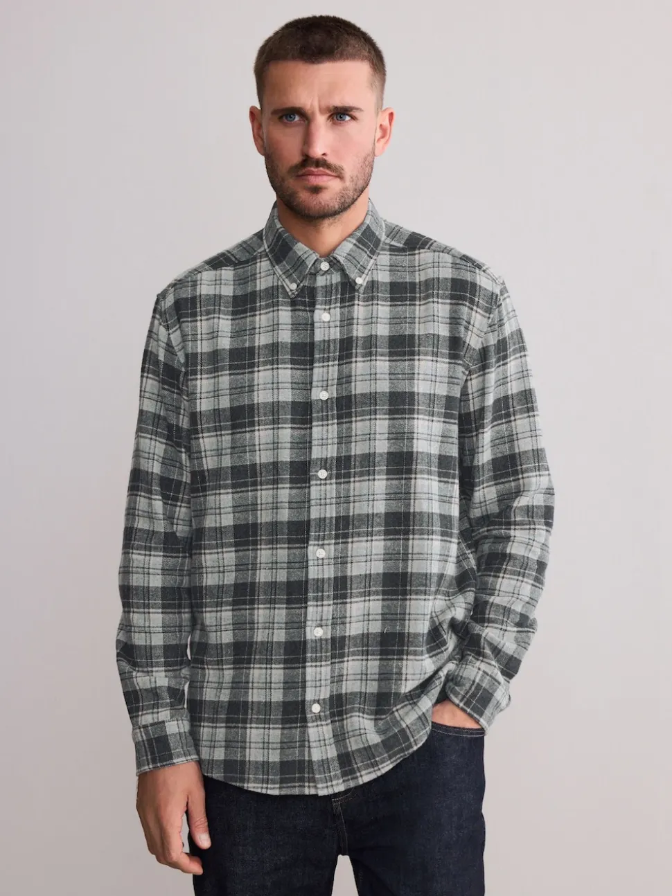 Grey Check Signature Long Sleeve Check Shirt