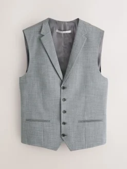Grey Contrast Fabric Detail Suit Waistcoat