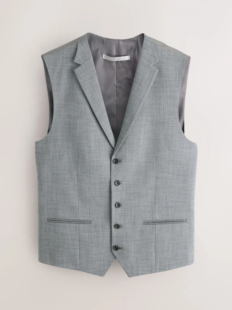 Grey Contrast Fabric Detail Suit Waistcoat