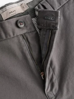 Grey Dark Slim Fit Stretch Chinos Trousers