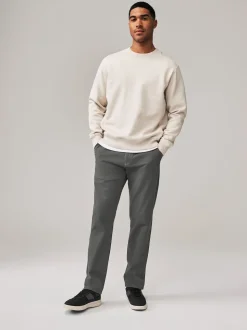 Grey Dark Straight Fit Stretch Chinos Trousers