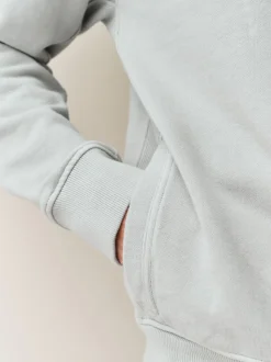 Grey Garment Washed Utility Quarter Zip Sweatshirt