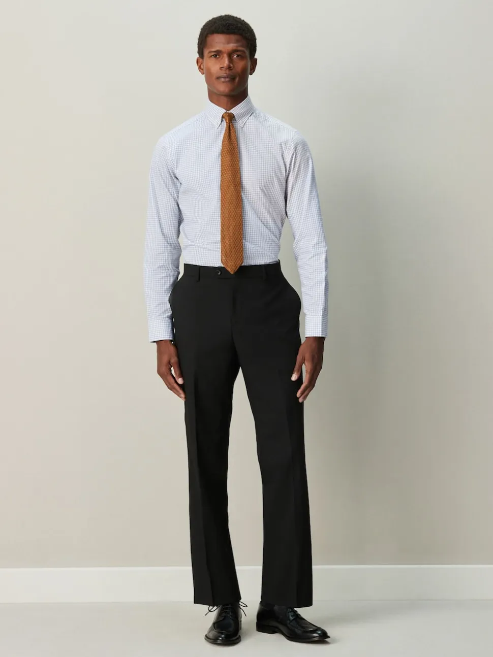 Grey Gingham Cotton Rich Long Sleeve Formal Shirt