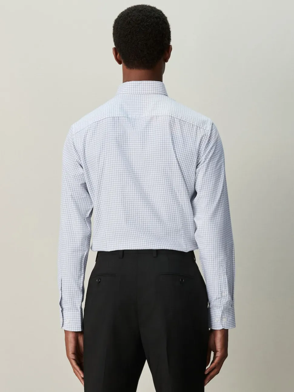 Grey Gingham Cotton Rich Long Sleeve Formal Shirt