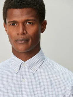 Grey Gingham Cotton Rich Long Sleeve Formal Shirt