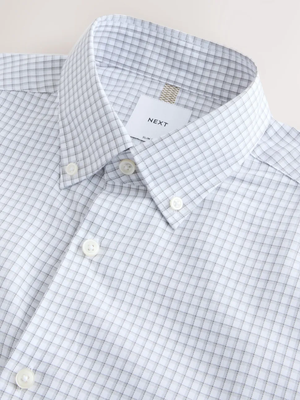 Grey Gingham Cotton Rich Long Sleeve Formal Shirt