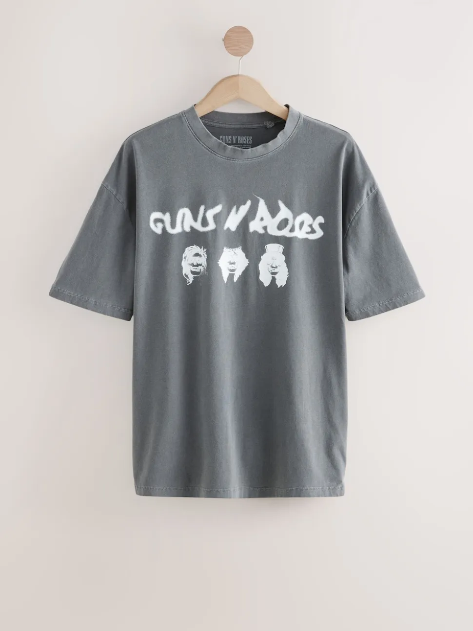 Grey Guns N' Roses Relaxed Fit Band Graphic Print T-Shirt