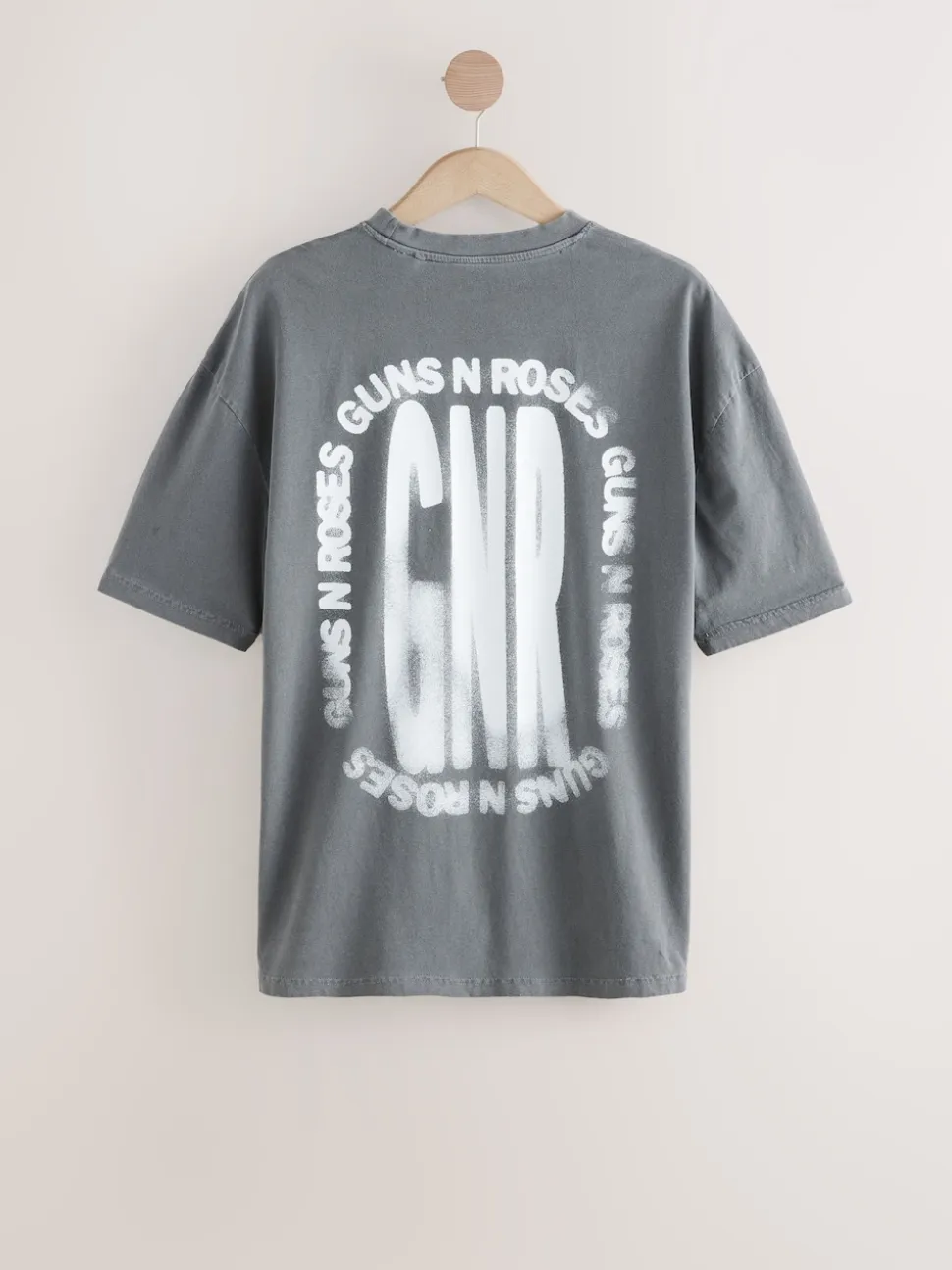 Grey Guns N' Roses Relaxed Fit Band Graphic Print T-Shirt