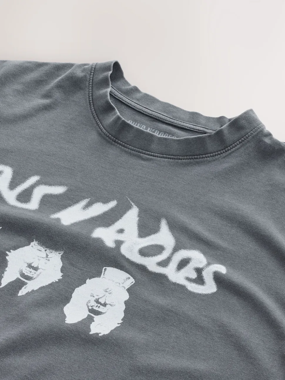 Grey Guns N' Roses Relaxed Fit Band Graphic Print T-Shirt