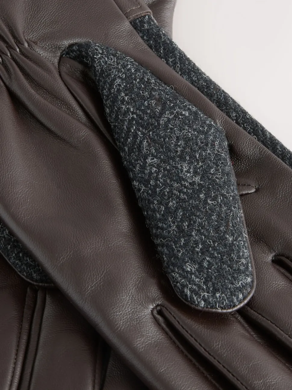 Grey Harris Tweed And Leather Gloves