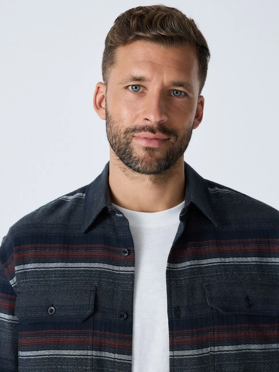 Grey Horizontal Stripe Long Sleeve Shirt
