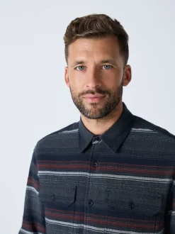 Grey Horizontal Stripe Long Sleeve Shirt