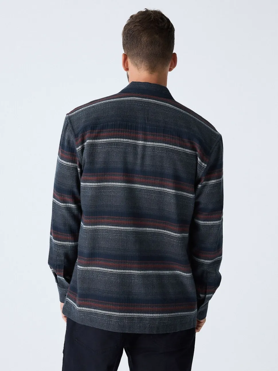 Grey Horizontal Stripe Long Sleeve Shirt