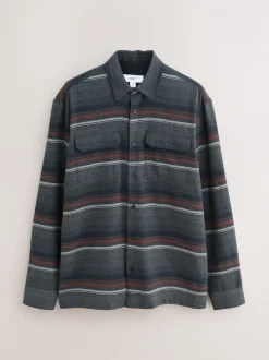 Grey Horizontal Stripe Long Sleeve Shirt
