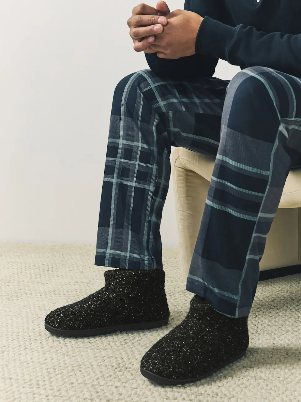 Grey Knitted Boot Slippers