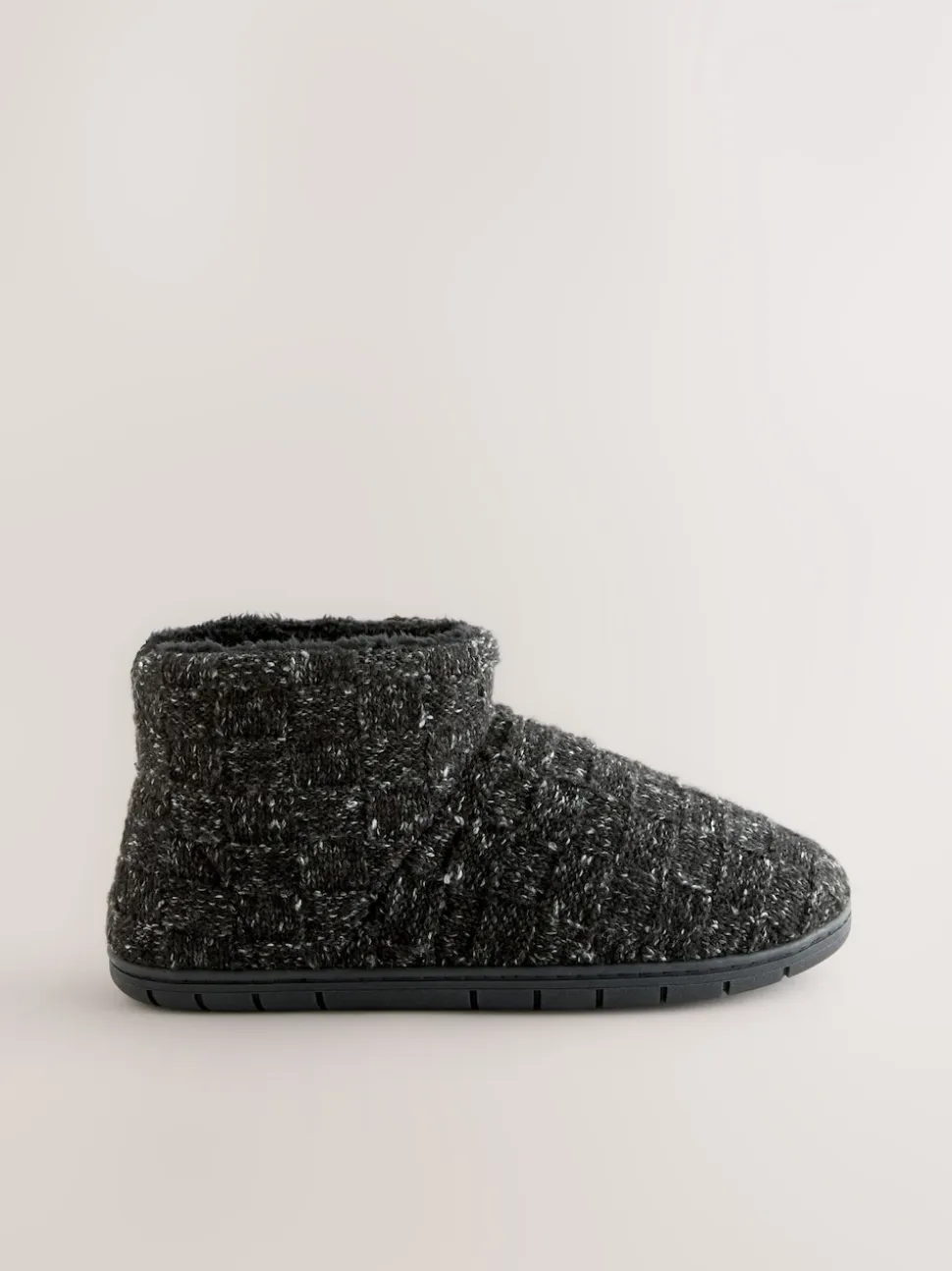Grey Knitted Boot Slippers