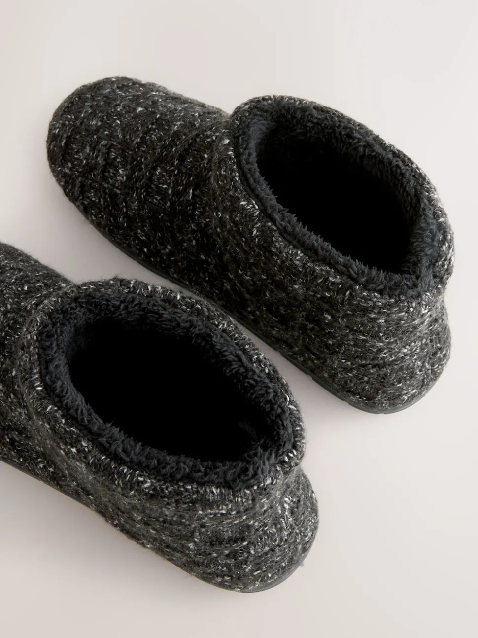 Grey Knitted Boot Slippers