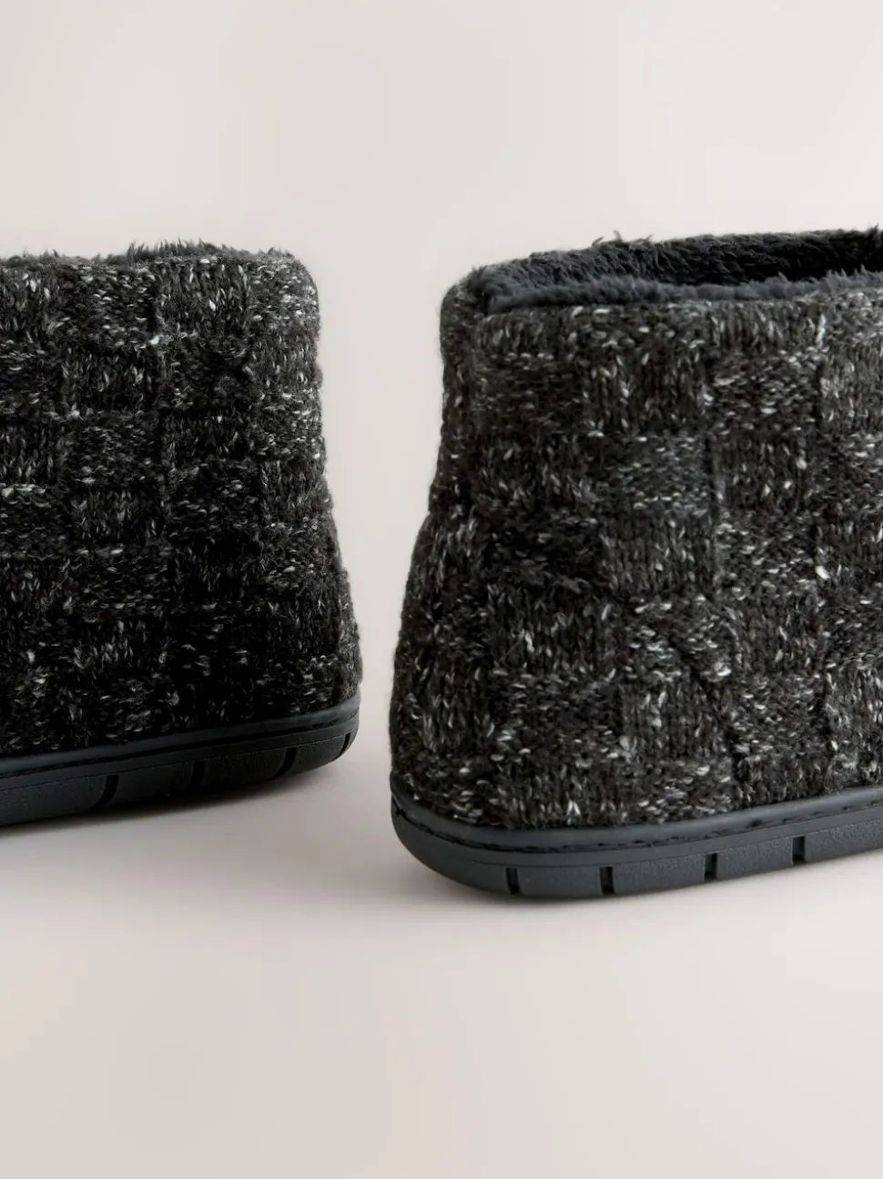 Grey Knitted Boot Slippers