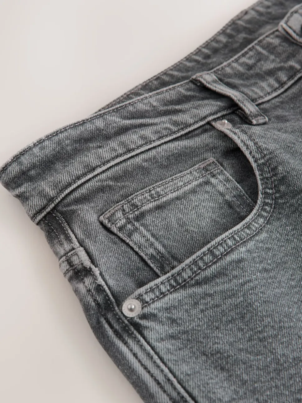 Grey Light Slim Fit Vintage Wash Denim Jeans