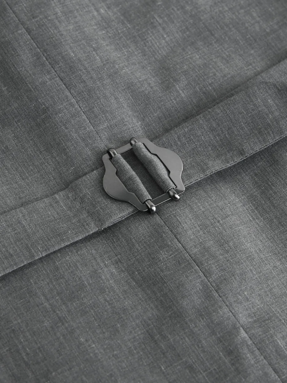 Grey Linen Blend Texture Suit Waistcoat