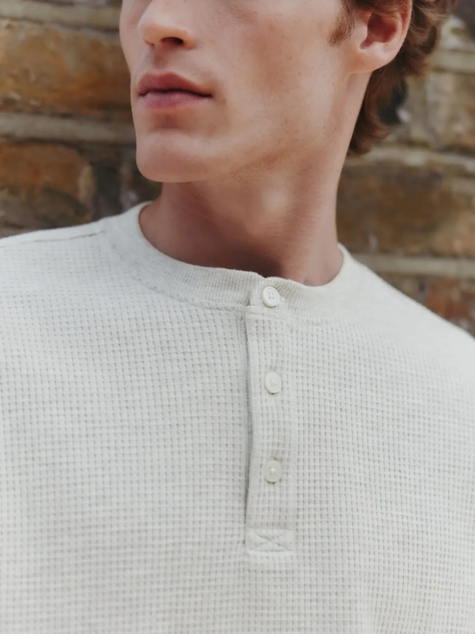 Grey Long Sleeve Grandad Collar T-Shirt