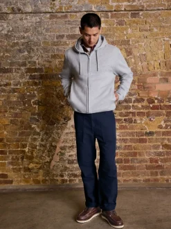 Grey Marl Cotton Rich Heavyweight Jersey Full Zip Hoodie