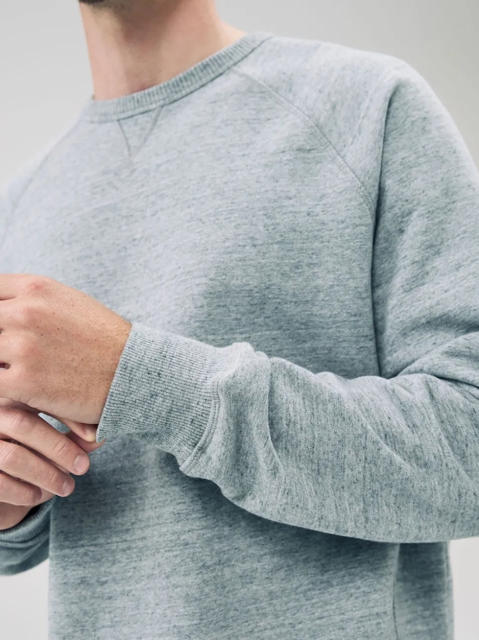Grey Marl Crew Sweatshirt Heavyweight Garment Washed