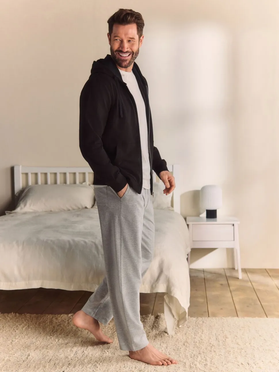 Grey Marl Open Loopback Soft Touch Cuffed Joggers