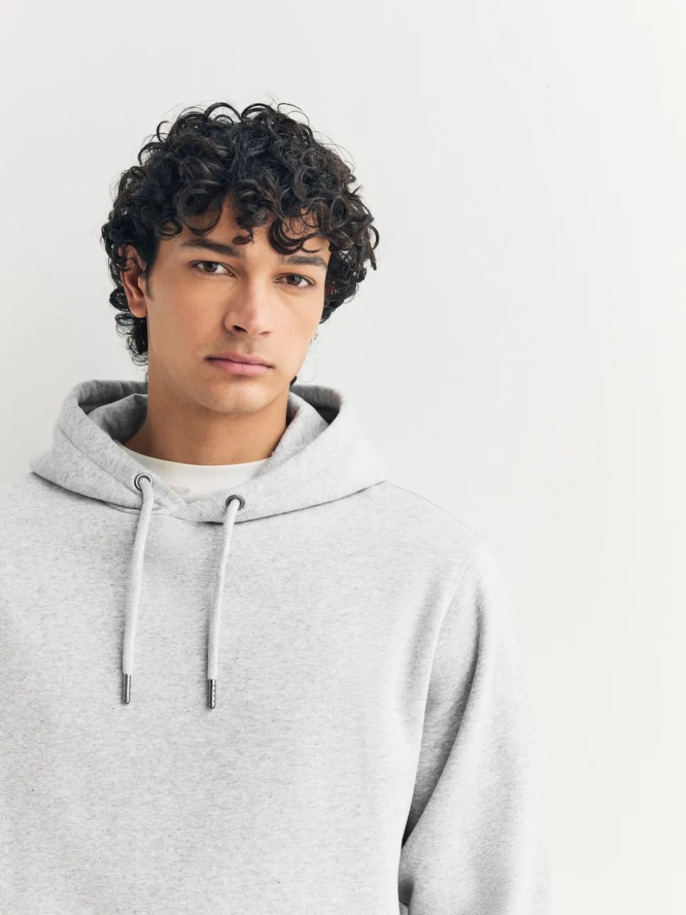 Grey Marl Regular Fit Heavyweight Cotton Rich Jersey Hoodie