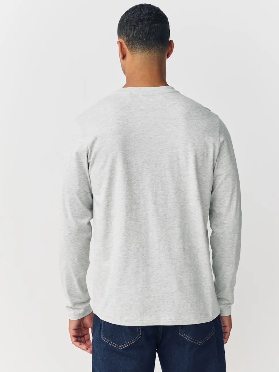 Grey Marl Regular Fit Long Sleeve Crew Neck T-Shirt