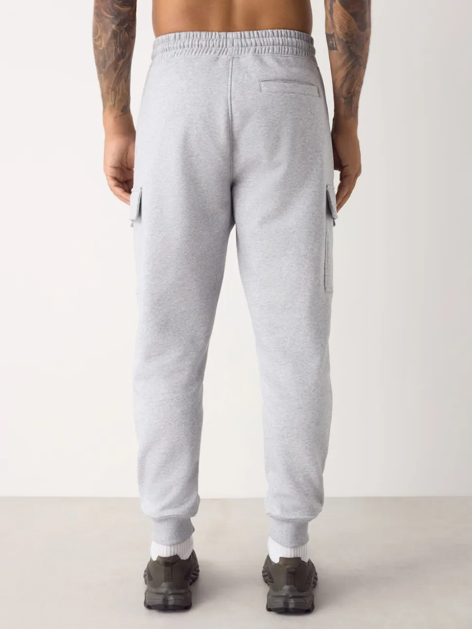Grey Marl Slim Fit Slim Fit Brushback Heavyweight Cargo Joggers
