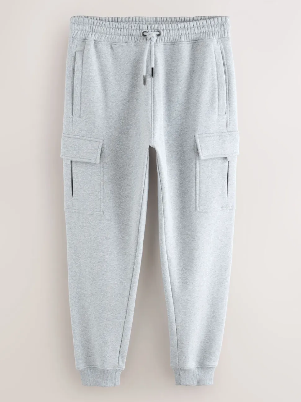 Grey Marl Slim Fit Slim Fit Brushback Heavyweight Cargo Joggers