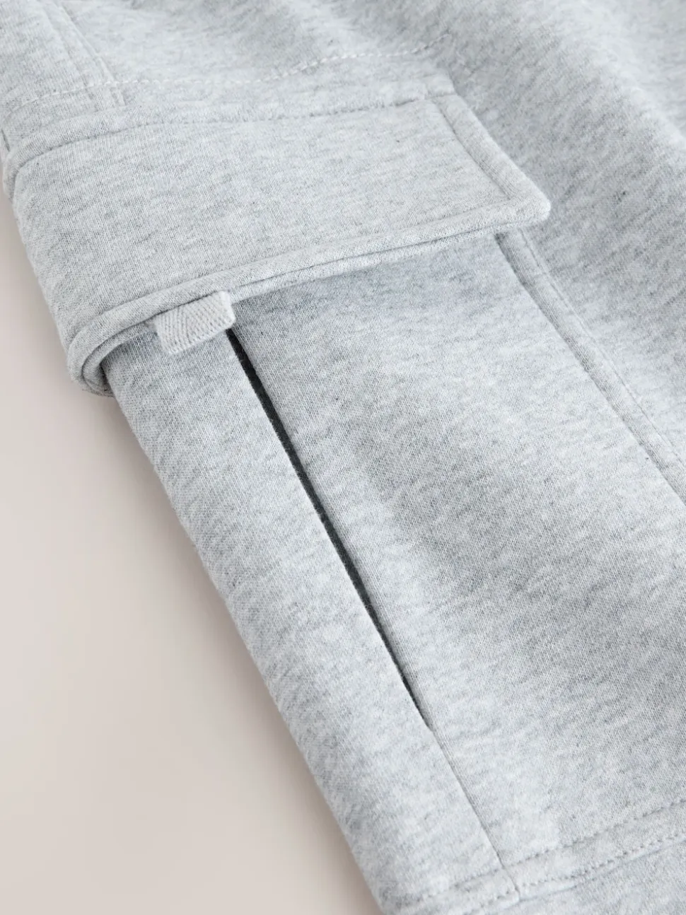 Grey Marl Slim Fit Slim Fit Brushback Heavyweight Cargo Joggers