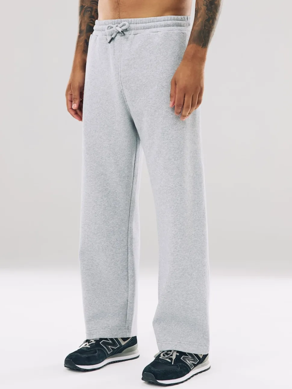Grey Marl Straight Fit Brushback Heavyweight Joggers