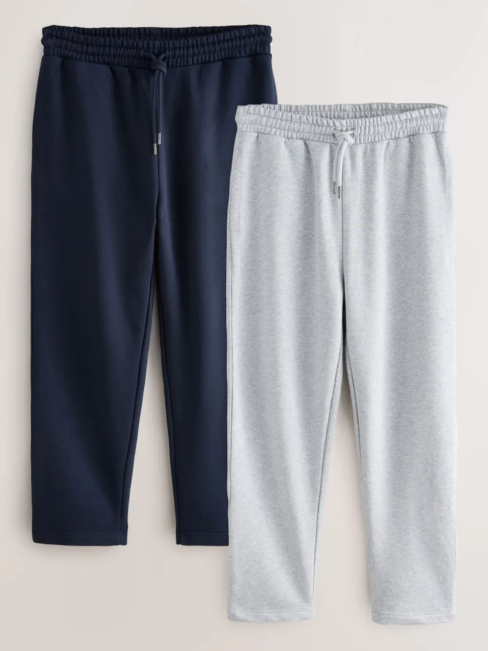 Grey Marl/Navy Blue Straight Fit Brushback Heavyweight 2 Pack Joggers