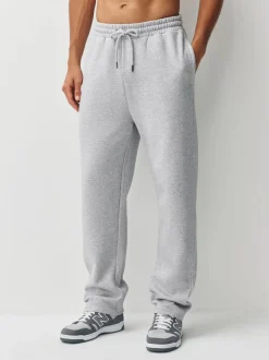 Grey Marl/Navy Blue Straight Fit Brushback Heavyweight 2 Pack Joggers