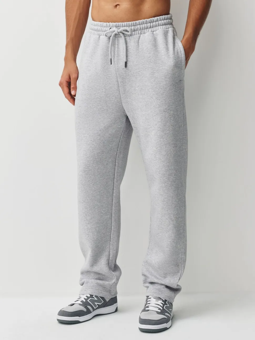 Grey Marl/Navy Blue Straight Fit Brushback Heavyweight 2 Pack Joggers