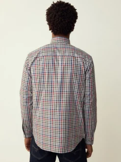 Grey/ Multi Colour Gingham Regular Fit Easy Iron Button Down Oxford Shirt
