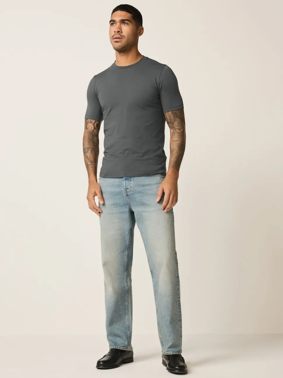 Grey Muscle Fit Essential Crew Neck T-Shirt