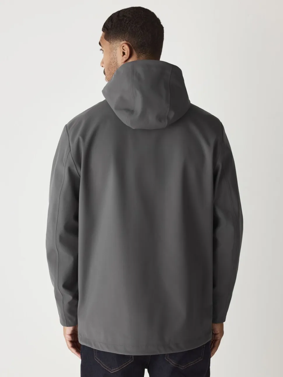 Grey Regular Fit Drytech Waterproof Hooded Coat with Taped Seams